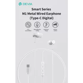   Devia Smart Series M1 Metal In-Ear sztereó fülhallgató - Type-C - fekete
