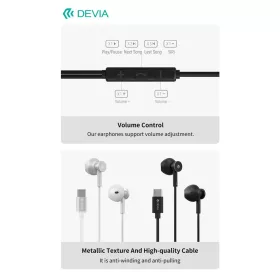   Devia Smart Series M2 Metal In-Ear sztereó fülhallgató - Type-C - ezüst