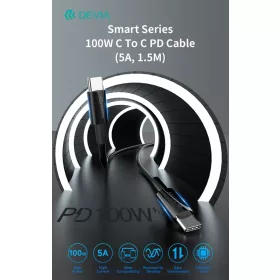   Devia Smart Series 100W Type-C/Type-C adat- és töltőkábel 1,5m - fekete
