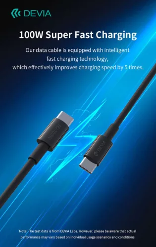 Devia Smart Series 100W Type-C/Type-C adat- és töltőkábel 1,5m - fekete