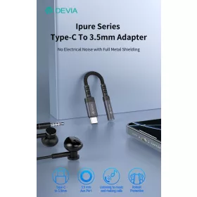 Devia Ipure Series Type-C/AUX 3,5 mm audió adapter - fekete