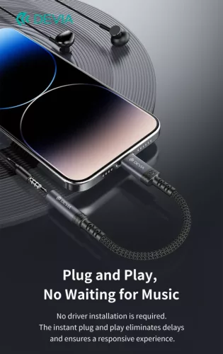Devia iPure Series Lightning/AUX 3,5 mm audió adapter - fekete