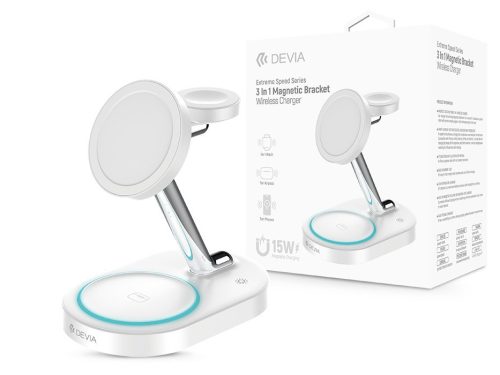 Devia Extreme Speed Series 15W Qi 3 In 1 vezeték nélküli töltő                  Smartphone/iWatch/Airpods - fehér