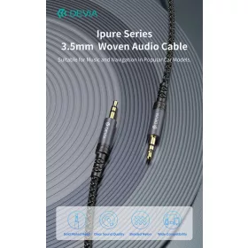   Devia iPure Series Woven AUX 3,5/3,5mm jack audio kábel 1m - fekete