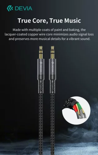 Devia iPure Series Woven AUX 3,5/3,5mm jack audio kábel 1m - fekete