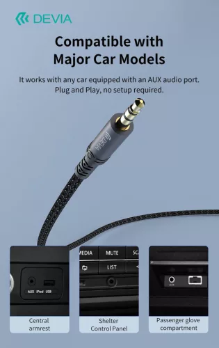 Devia iPure Series Woven AUX 3,5/3,5mm jack audio kábel 1m - fekete