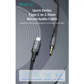   Devia iPure Series Woven AUX 3,5mm jack/Type-C audio kábel 1m - fekete