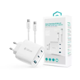   Devia Extreme Speed Series 65W GaN PD hálózati gyorstöltő adapter USB+2xType-C+Type-C kábel - fehér