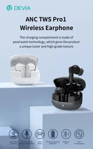 Devia ANC TWS-Pro1 Bluetooth sztereó headset - fekete