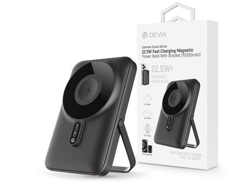 Devia Extreme Speed Magnetic PD 22.5W powerbank/állvány - Lightning/Type-C -    10.000 mAh - szürke