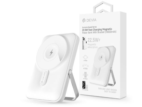 Devia Extreme Speed Magnetic PD 22.5W powerbank/állvány - Lightning/Type-C -    10.000 mAh - fehér