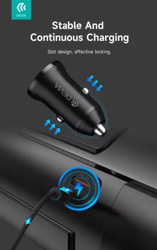 Devia Smart Series Mini 30W PD+QC USB+Type-C autós töltő adapter - fehér