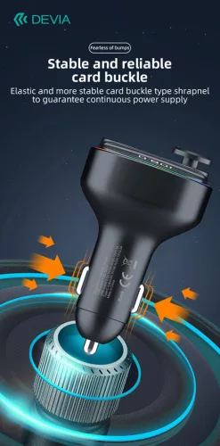 Devia Smart Series Bluetooth FM-transmitter/autós gyorstöltő 30W PD+QC 2xUSB/AUX/MP3 - fekete