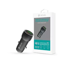   Devia Extreme Speed Series 30W PD+QC autós gyorstöltő USB+Type-C - fekete