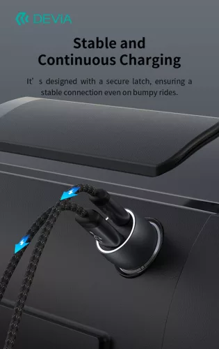 Devia Extreme Speed Series 30W PD+QC autós gyorstöltő USB+Type-C - fekete