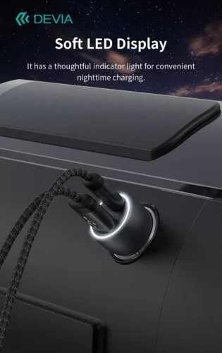 Devia Extreme Speed Series 30W PD+QC autós gyorstöltő USB+Type-C - fekete
