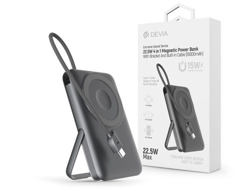 Devia Extreme Speed Series Magnetic 4in1 22.5W powerbank/állvány - Type-C -     10.000 mAh - szürke