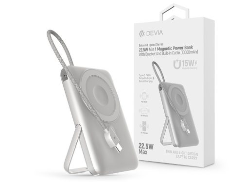 Devia Extreme Speed Series Magnetic 4in1 22.5W powerbank/állvány - Type-C -     10.000 mAh - ezüst