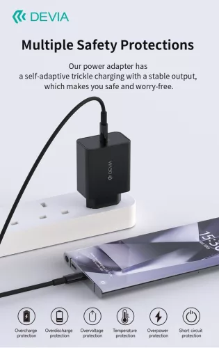 Devia Rocket Series 45W PD hálózati gyorstöltő adapter Type-C - fekete