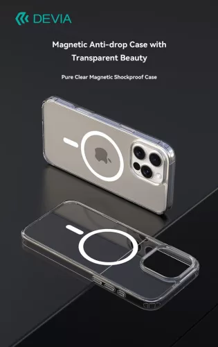 Devia Pure Clear Magnetic ütésálló tok - Apple iPhone 16 Pro Max - átlátszó