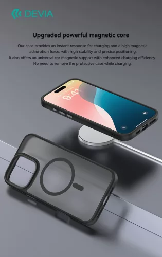 Devia Pino Series Magnetic ütésálló tok - Apple iPhone 16 - fekete