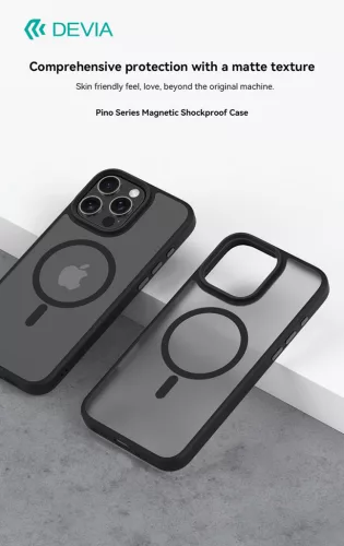 Devia Pino Series Magnetic ütésálló tok - Apple iPhone 16 Pro Max - fekete