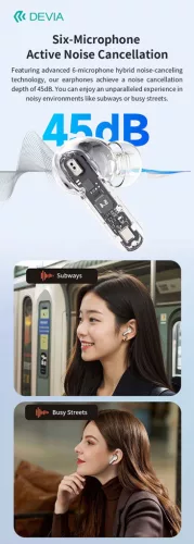Devia TWS-Ultra1 ANC Bluetooth sztereó headset - fekete