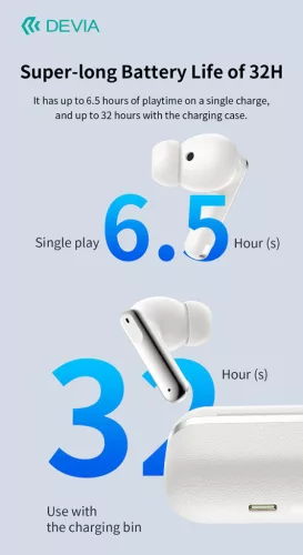 Devia TWS-Ultra-1 ANC Bluetooth sztereó headset - fehér