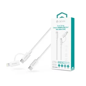   Devia Smart Series 60W+27W PD Type-C/Type-C + Lightning adat- és töltőkábel 1.2m - fehér