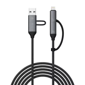   Devia Extreme Speed Series Multi Functions 4in1 USB-A/Type-C/Lightning adat- és töltőkábel - fekete