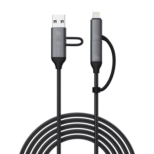 Devia Extreme Speed Series Multi Functions 4in1 USB-A/Type-C/Lightning adat- és töltőkábel - fekete