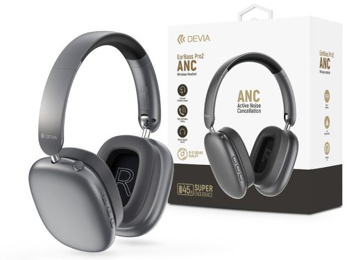 Devia EarBass Pro2 ANC Bluetooth sztereó fejhallgató beépített mikrofonnal -    szürke