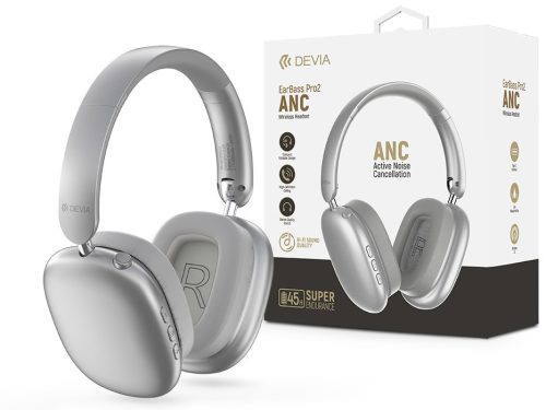 Devia EarBass Pro2 ANC Bluetooth sztereó fejhallgató beépített mikrofonnal -    ezüst