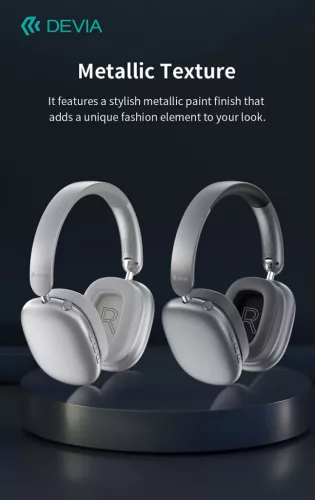 Devia EarBass Pro2 ANC Bluetooth sztereó fejhallgató beépített mikrofonnal - ezüst