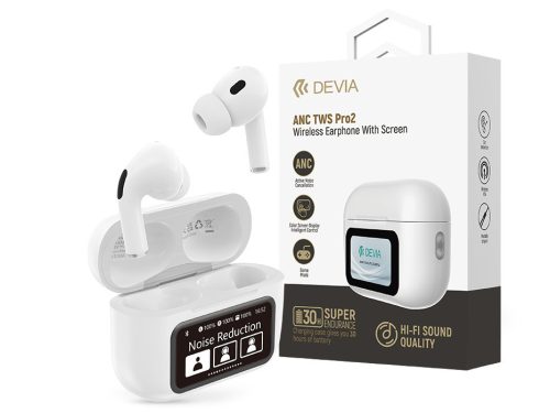 Devia TWS-Pro2 with Screen ANC Bluetooth sztereó headset - fehér