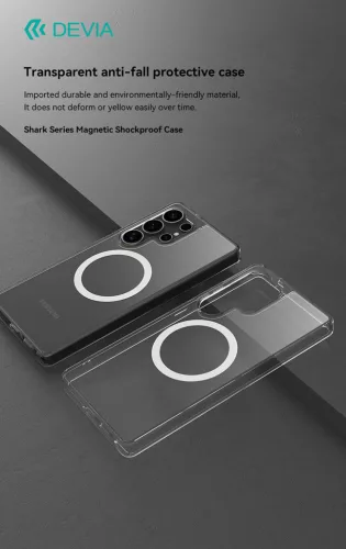 Devia Shark Series Magnetic ütésálló tok - Samsung SM-S936 Galaxy S25+ - átlátszó