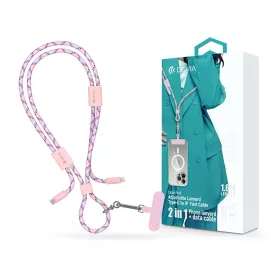   Devia Cable Pro5 Woven 27W PD Type-C/Lightning adat- és töltőkábel + nyakpánt 1.6m - pink