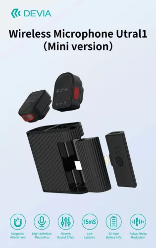 Devia Ultra1 (Mini version) vezeték nélküli influenszer mikrofon pár - fekete