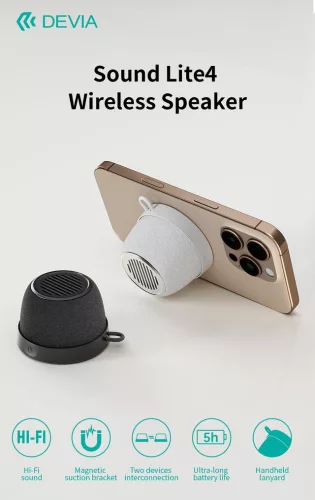 Devia Sound Lite4 vezeték nélküli mágneses bluetooth hangszóró - fekete