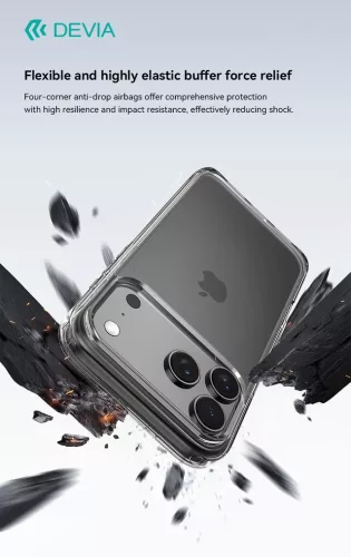 Devia Pure Clear ütésálló tok - Apple iPhone 17 Pro - átlátszó
