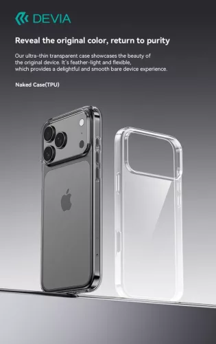 Devia Naked Series szilikon tok - Apple iPhone 17 Pro Max - átlátszó