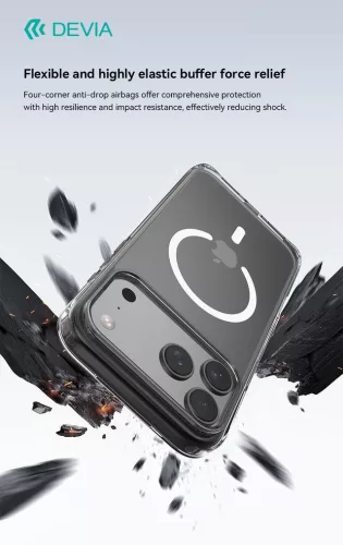 Devia Pure Clear Magnetic ütésálló tok - Apple iPhone 17 Pro Max - átlátszó
