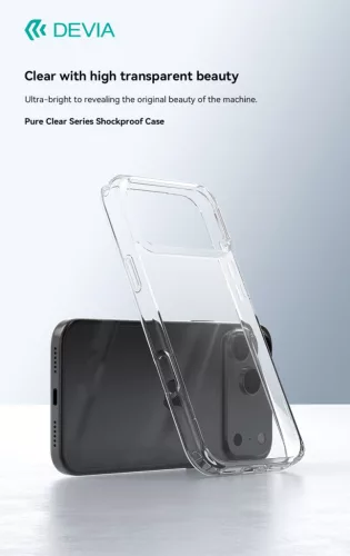 Devia Pure Clear ütésálló tok - Apple iPhone 17 Pro Max - átlátszó