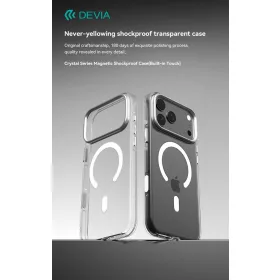   Devia Crystal Series Magnetic 360° kameravédős ütésálló tok - Apple iPhone 17 Pro - átlátszó