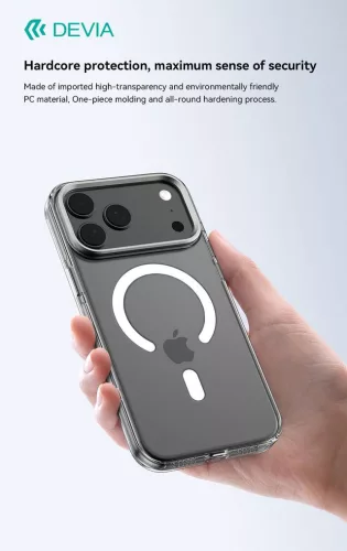 Devia Crystal Series Magnetic 360° kameravédős ütésálló tok - Apple iPhone 17 Pro - átlátszó