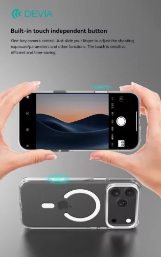 Devia Crystal Series Magnetic 360° kameravédős ütésálló tok - Apple iPhone 17 Pro - átlátszó