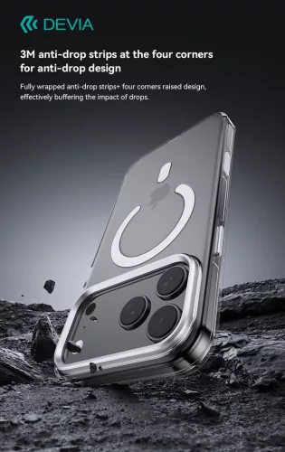 Devia Crystal Series Magnetic 360° kameravédős ütésálló tok - Apple iPhone 17 Pro Max - átlátszó