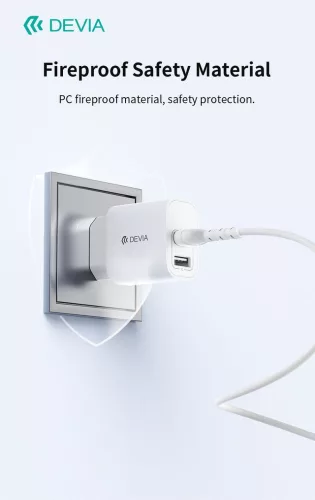 Devia Lite2 2.4A (5V EU) 2xUSB hálózati töltő adapter - fehér