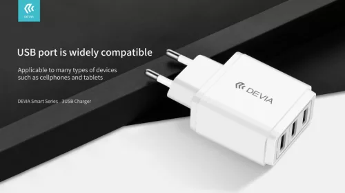 Devia Smart Series 17W 3xUSB hálózati töltő adapter - fehér