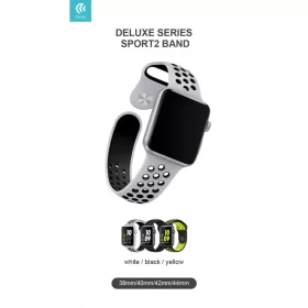   Devia Deluxe Series Sport2 Apple Watch lyukacsos sport szíj - 42/44/45/49mm - fekete/szürke